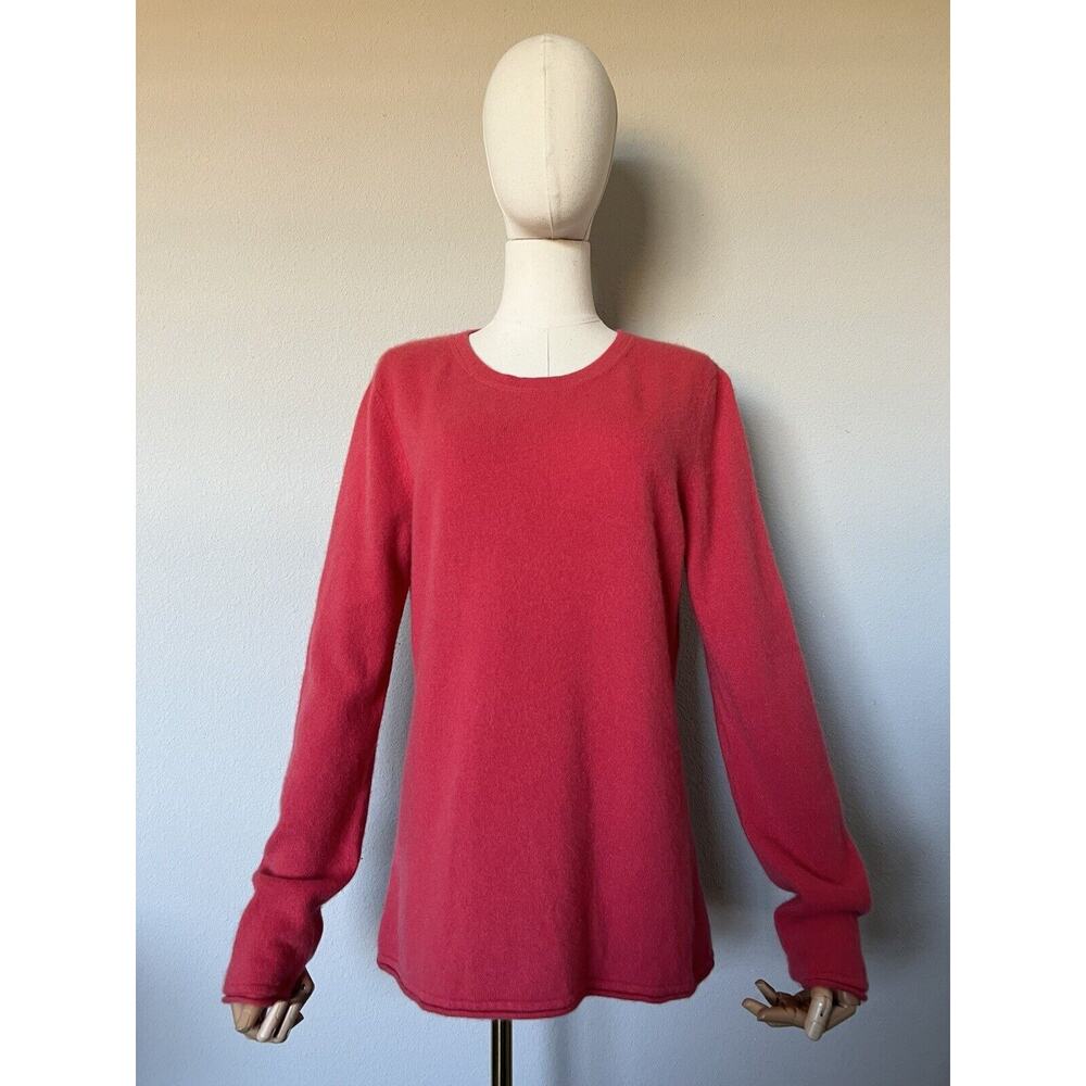Prive Cashmere Sweater Red Knit Long Sleeve Crew Neck Pullover Sweater Sz Large